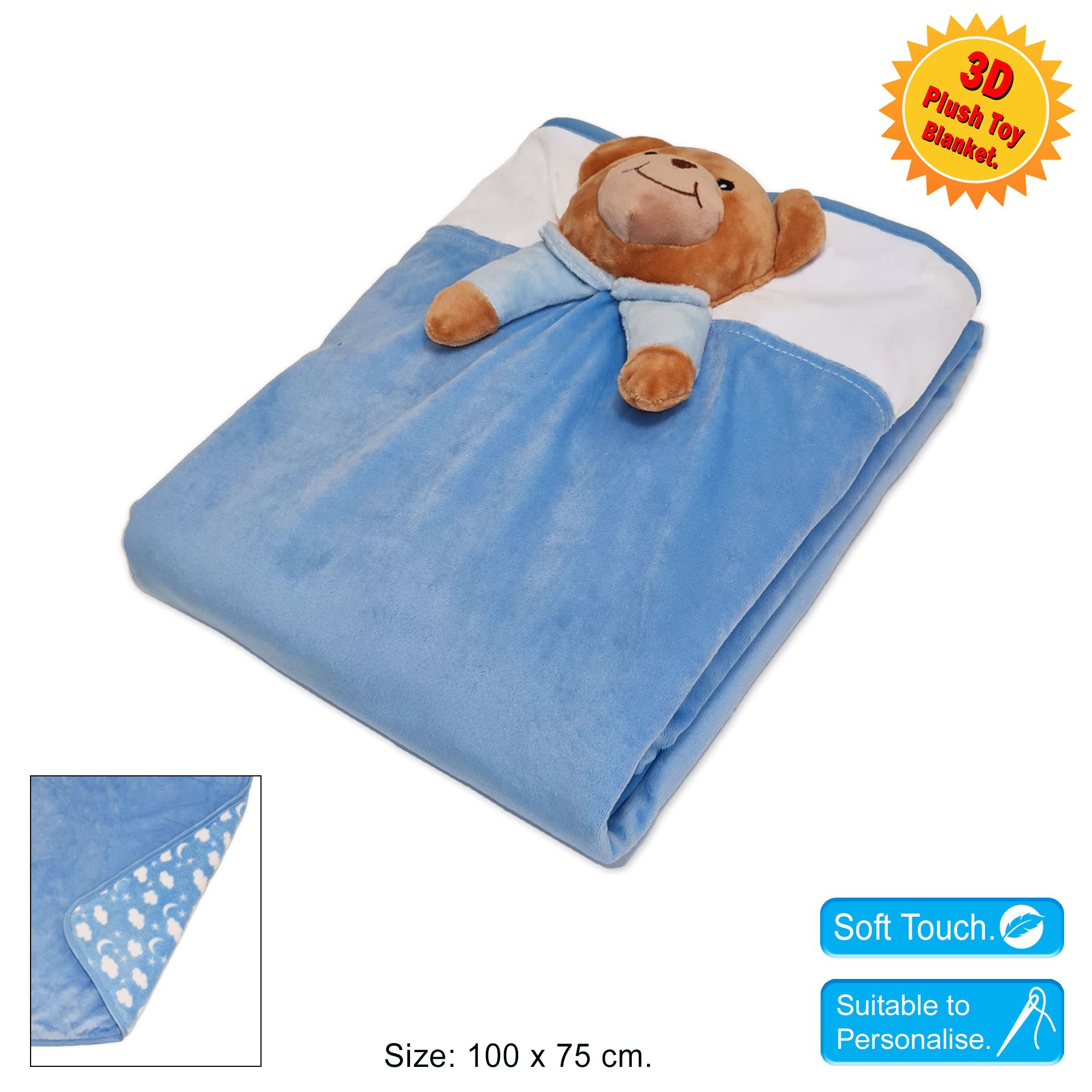 3D Teddy Head Velour Twin Layer Blanket - Image 4