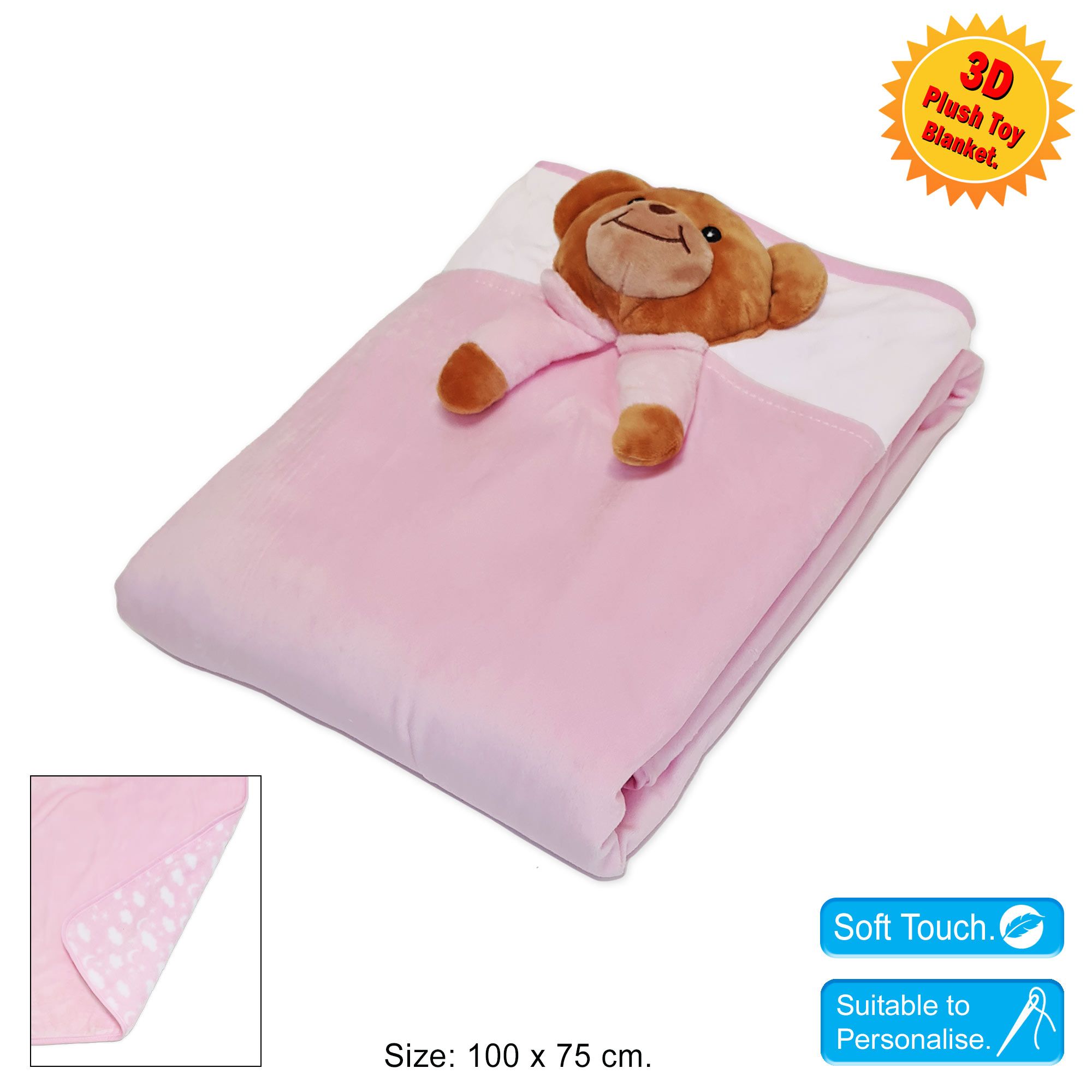 3D Teddy Head Velour Twin Layer Blanket - Image 5