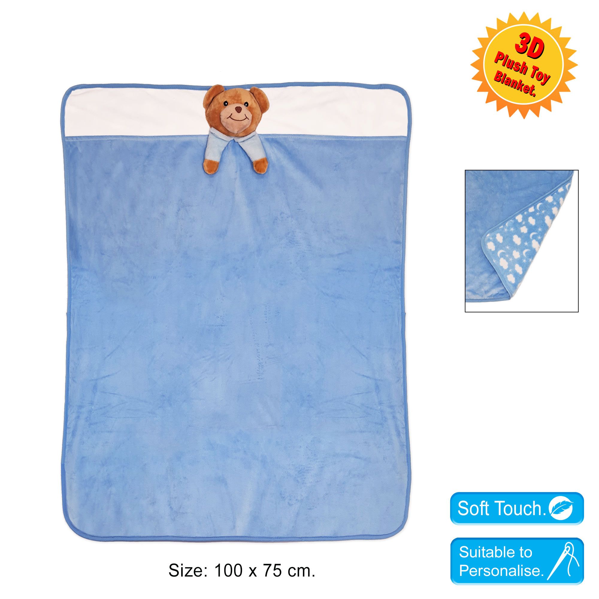 3D Teddy Head Velour Twin Layer Blanket - Image 2