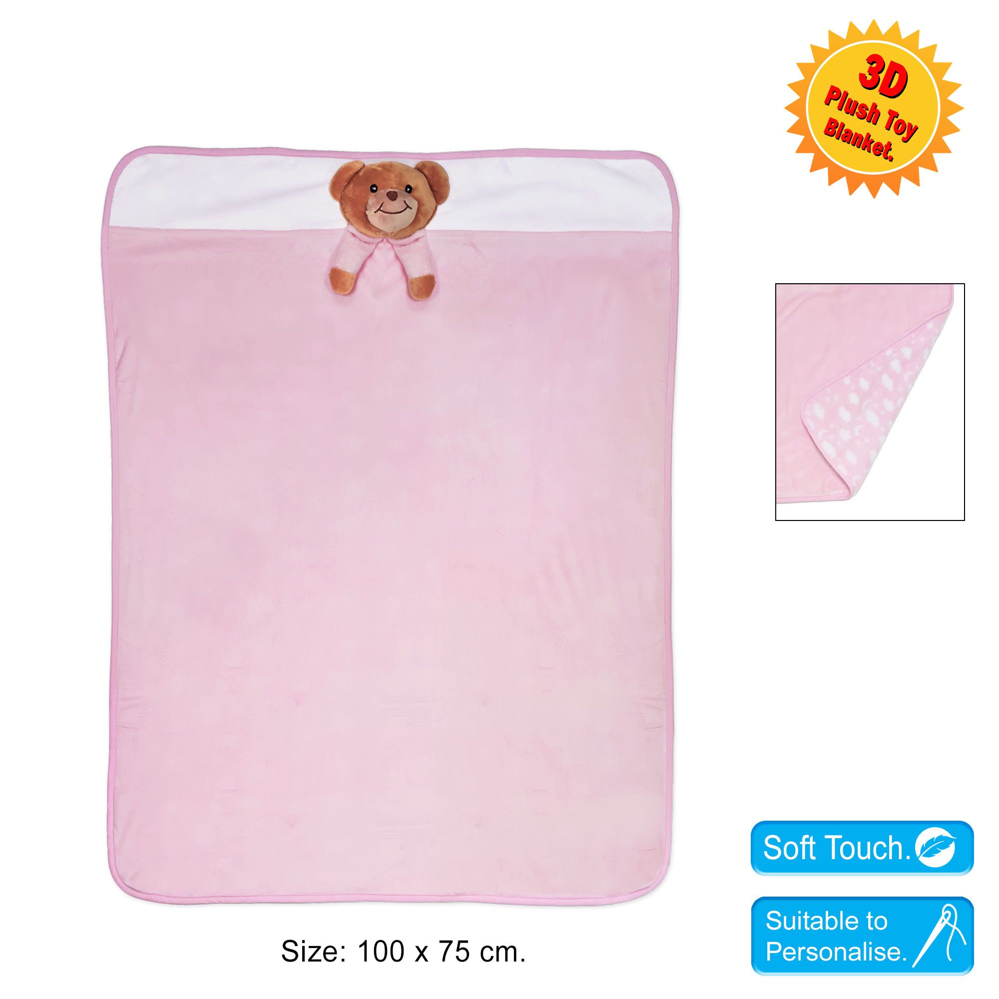3D Teddy Head Velour Twin Layer Blanket - Image 3