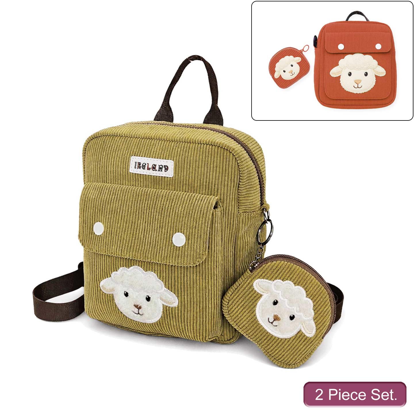 Cord Medium Backpack and Purse Set - Image 2